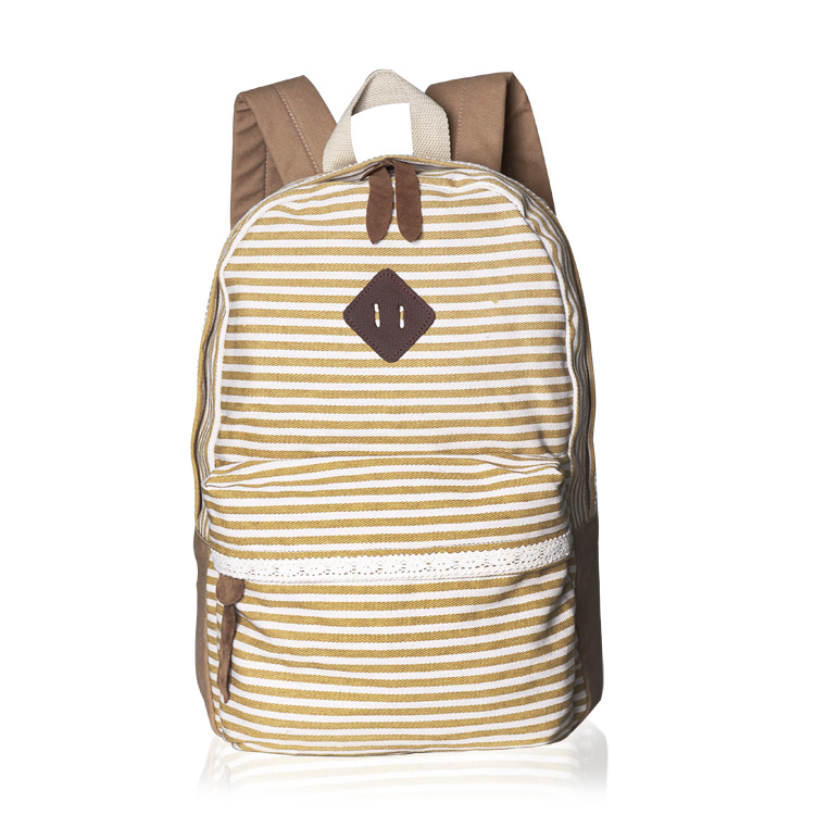2016 Classical Stripe Lace Canvas Backpack on Luulla