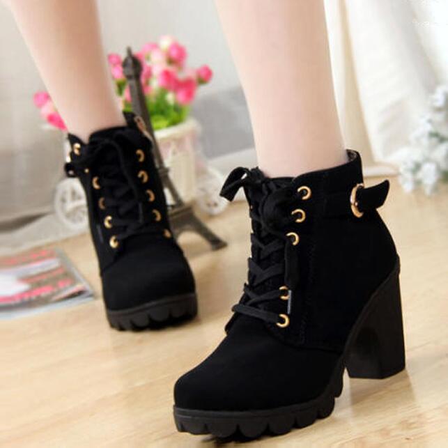 Fashion Lace Up Side Zipper Buckle Martin Boots on Luulla