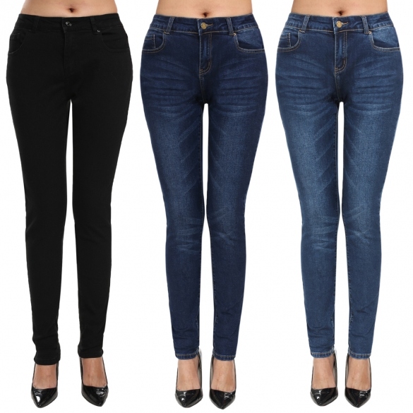 ANGVNS Fashion Women Casual Solid Long Jeans Skinny Denim Slim Jeans ...