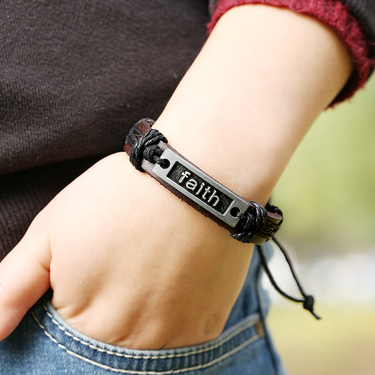 Retro Faith Leather Bracelet on Luulla