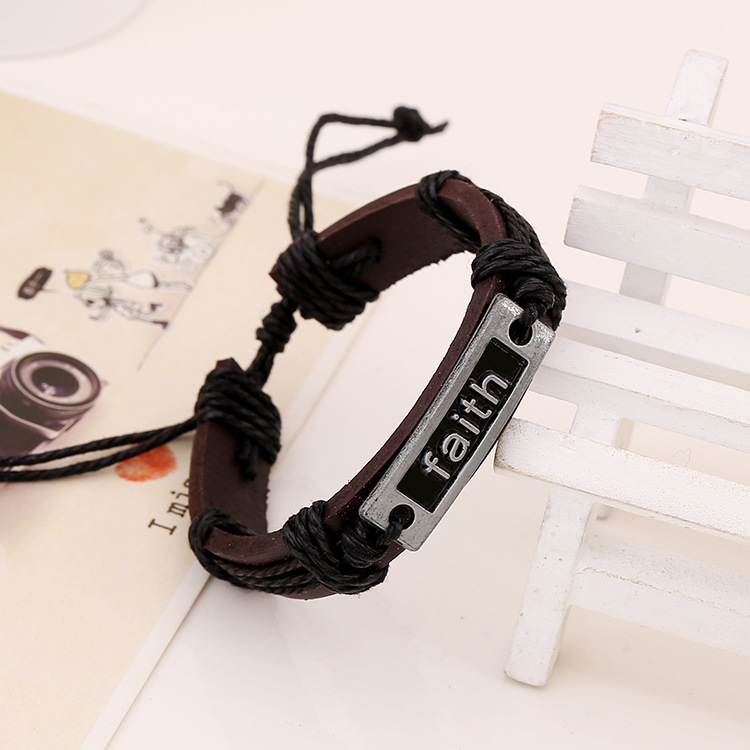 Retro Faith Leather Bracelet on Luulla