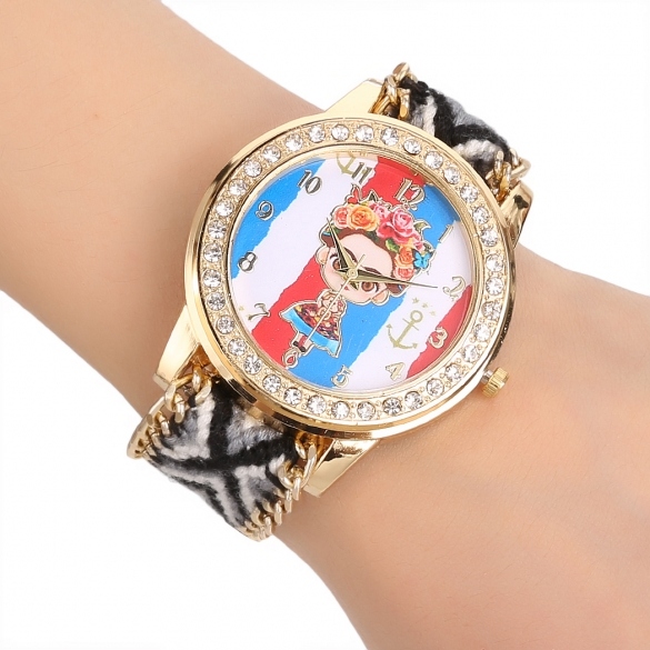 Women's Handmade Braided Friendship Bracelet Watch Round Dial Quartz ...
