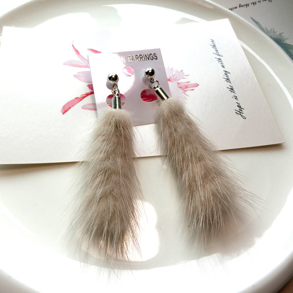 Autumn And Winter Mink Fur Ball Earrings on Luulla