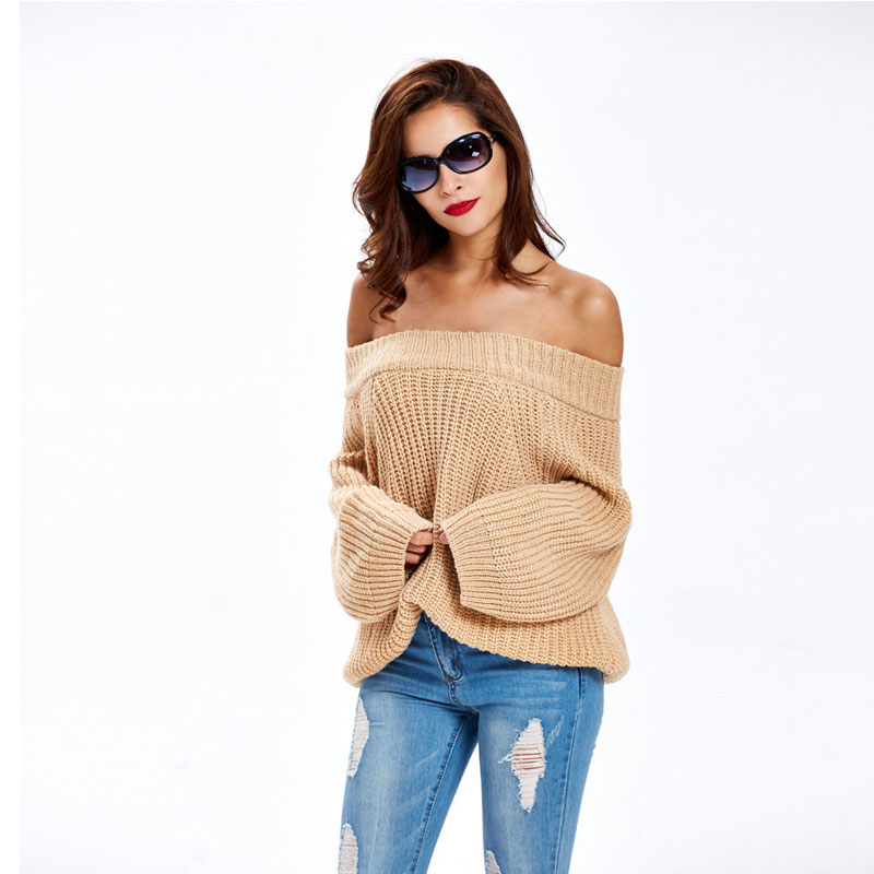 Simple Off Shoulder Pullover Sweater on Luulla