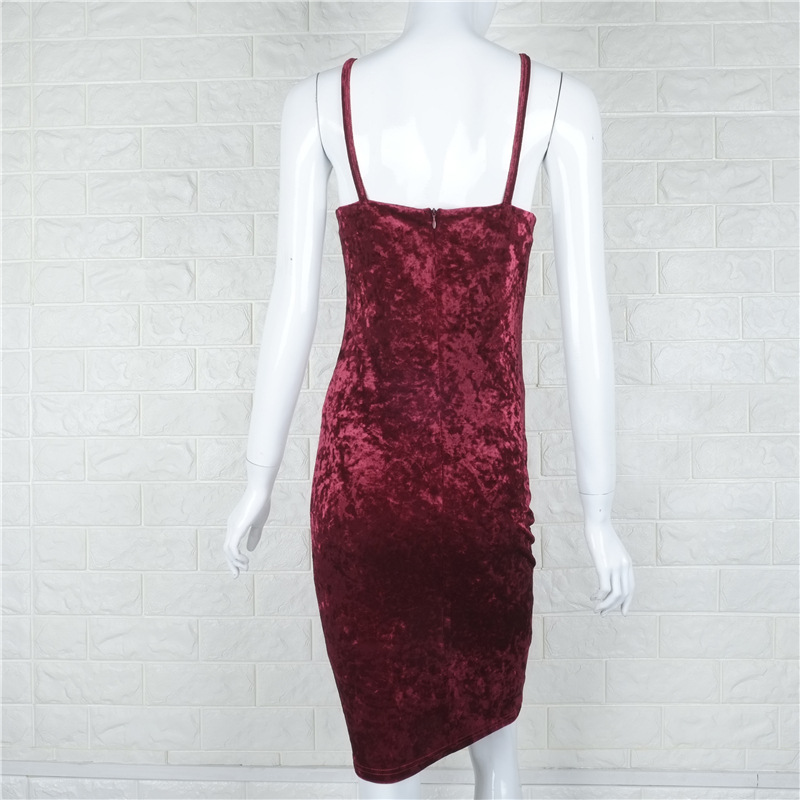 Bodycon Velvet Sleeveless Spaghetti Strap Dress